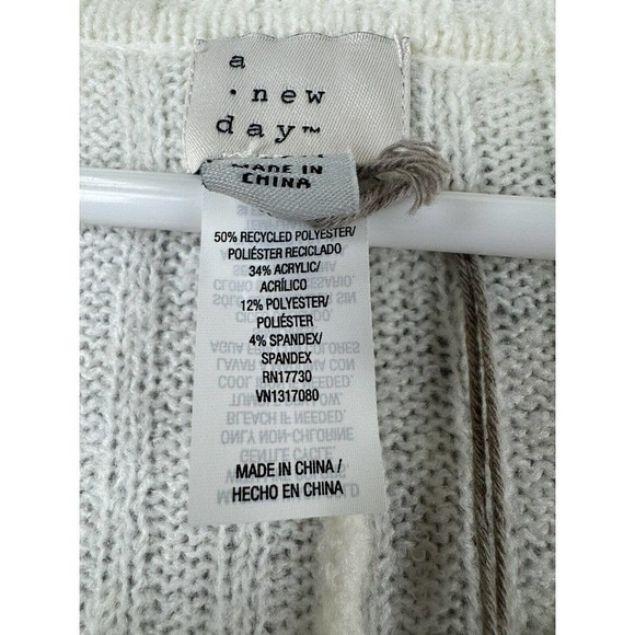A New Day Poncho Sweater Womens OSFM Cream Collared - Picture 4 of 8